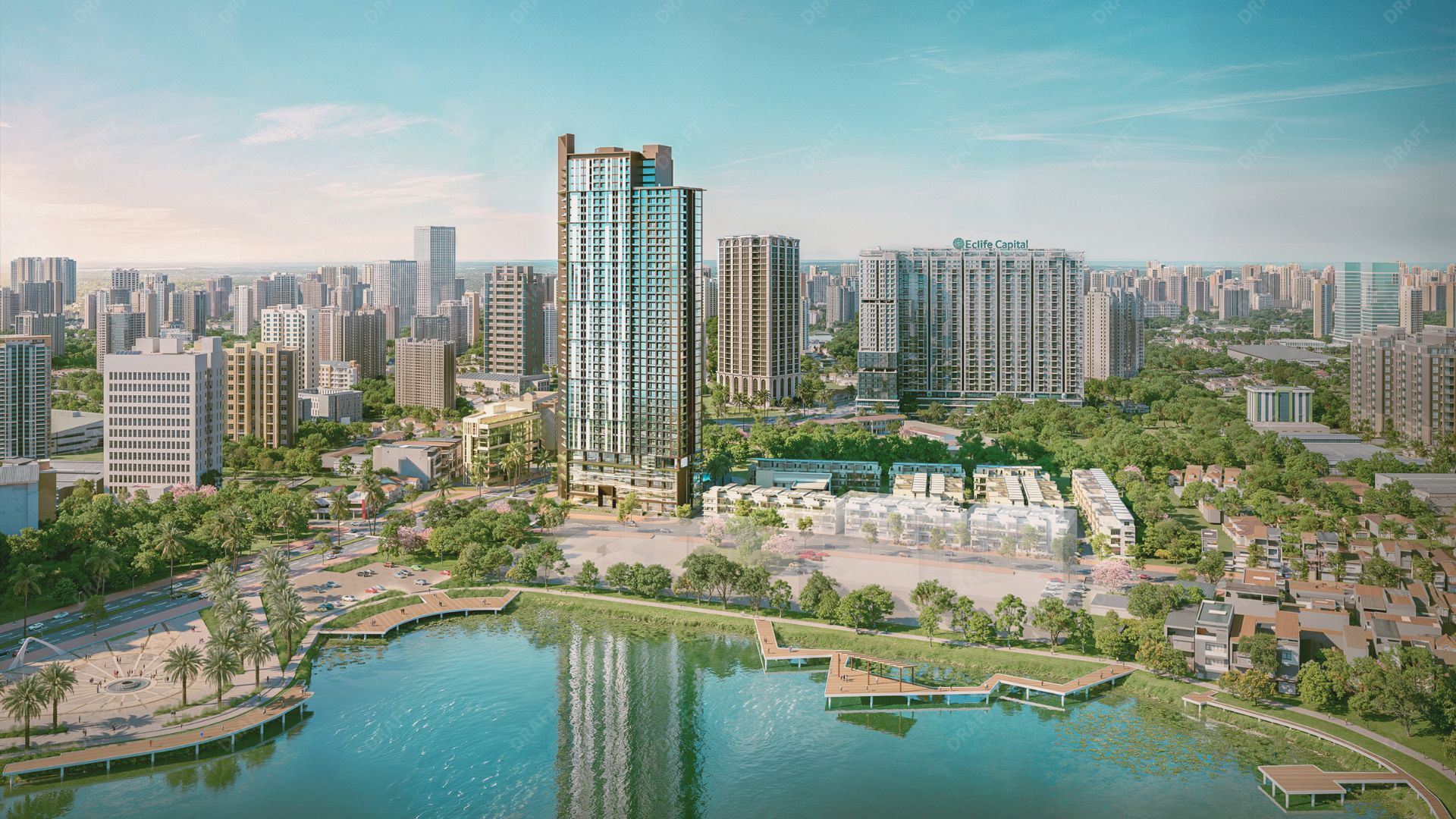 Phối cảnh mặt bằng Iconia Lakeside bên hồ điều hòa Mễ Trì - Công viên Phùng Khoang