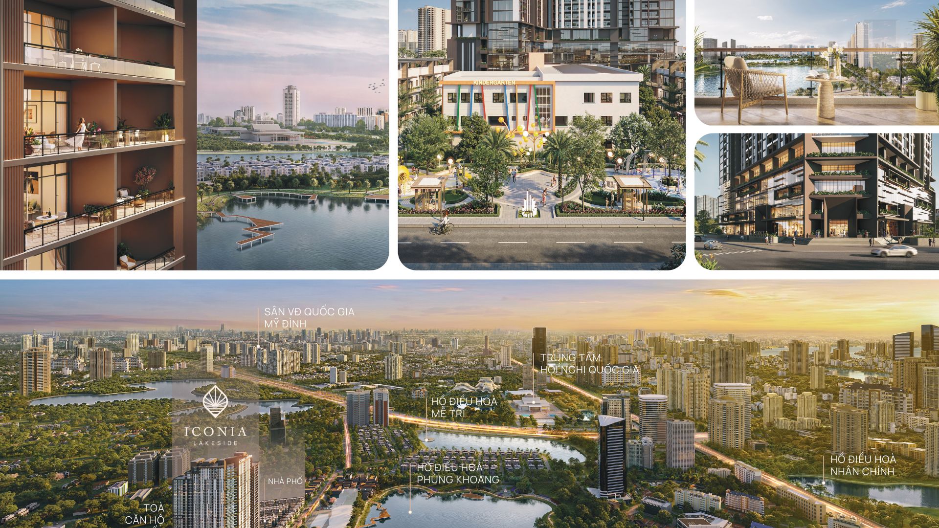 Hướng view từ căn hộ Iconia Lakeside xuống khu tiện ích và cảnh quan xung quanh